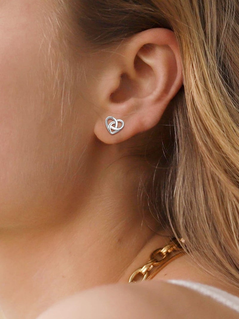 ChicSilver Heart Earrings for Women Heart Silver Stud Earrings for Women Hypoallergenic Knot Earrings Irish Celtic Jewelry - Image 2